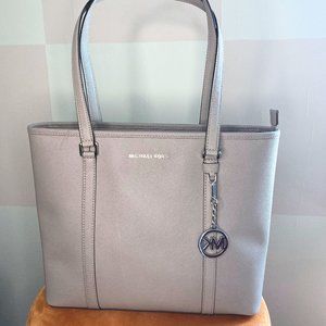 MICHAEL KORS GREY LEATHER LARGE HANDBAG
